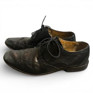 Black Leather Wingtip Dress Shoes Size 11 Classic Brogue Oxford